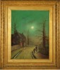 Wilfred Jenkins (1857-1936) 'Figures in a moonlight street'.