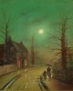 Wilfred Jenkins (1857-1936) 'Figures in a moonlight street'.