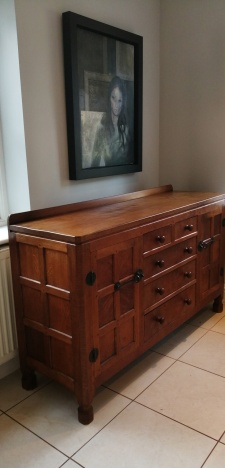 'Mouseman' Vintage Rare 5' Tall Solid Oak Sideboard