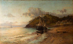 Edwin Hayes RHA RI (1820-1904) 'Criccieth Coast 1880'